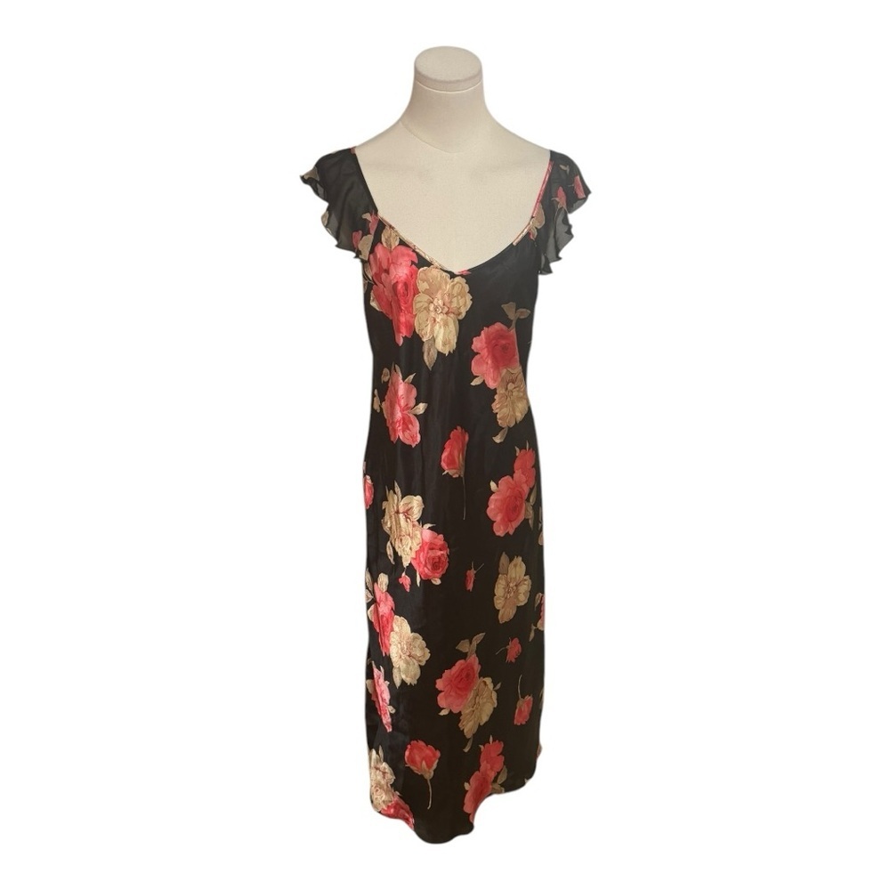 LA INTIMATES Black Floral Slip Dress Pink Sexy Midi‎ Feminine Boho Festival Sz S